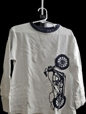 Gymboree White Long Sleeve Tee with Navy Motorcycle Graphic